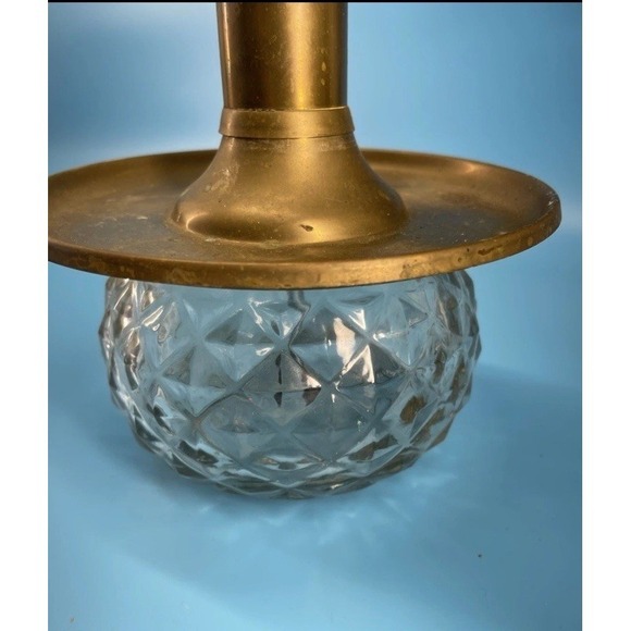 Antique Style Vintage Brass Soap Dispenser Glass Base Pump Bathroom Decor VTG - Picture 5 of 6